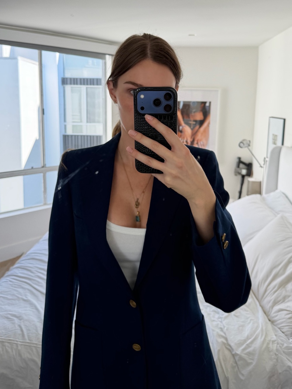 Yves Saint Laurent Vintage Navy Wool Gold Button Blazer Blue Wool-Blend Style - Picture 2 of 9